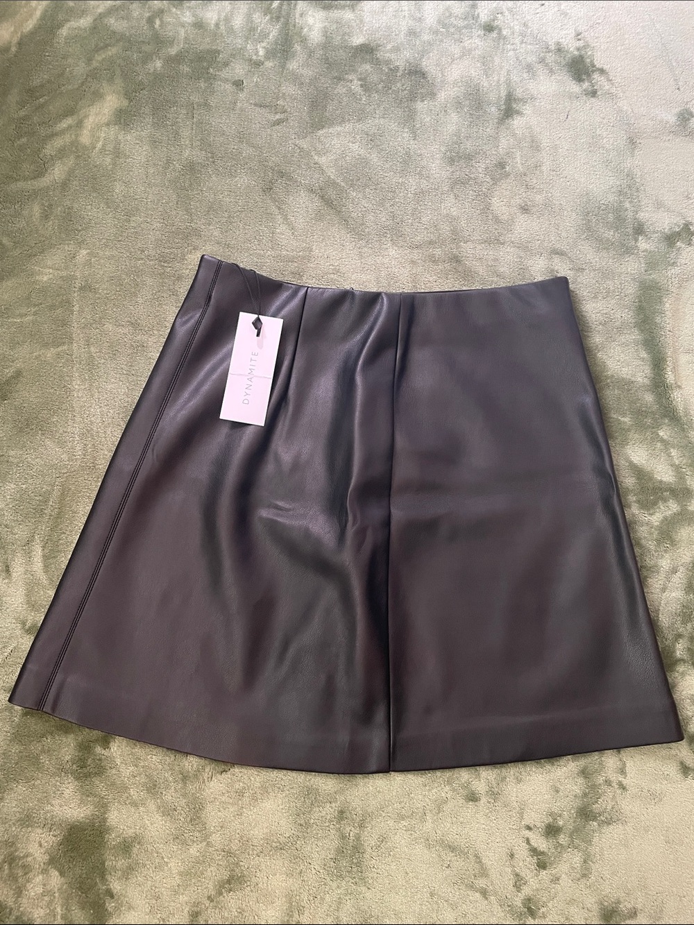 Dynamite Faux Leather A-Line Mini Skirt - Black Size XS Brand New